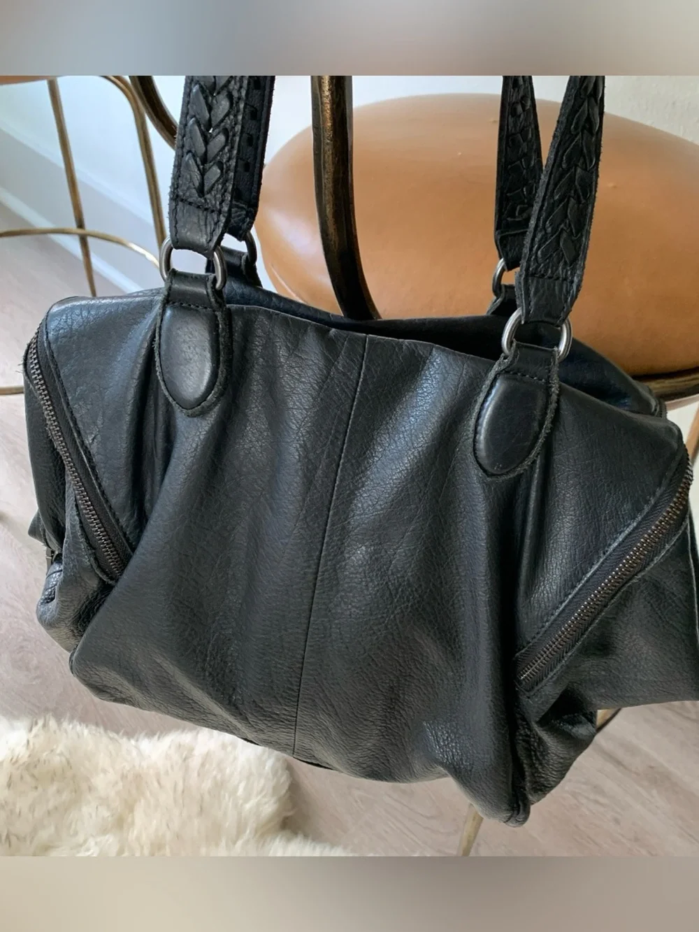 Liebeskind Black Leather Kayla Large Satchel Bag